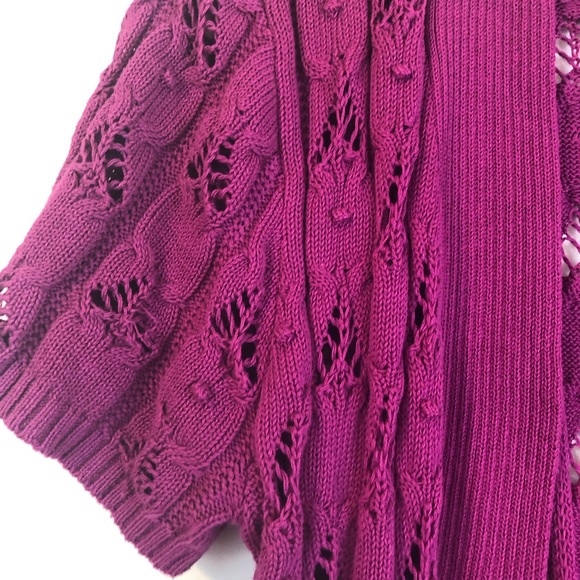 Jaclyn Smith Magenta Ruffle Cardigan - Picture 3 of 5